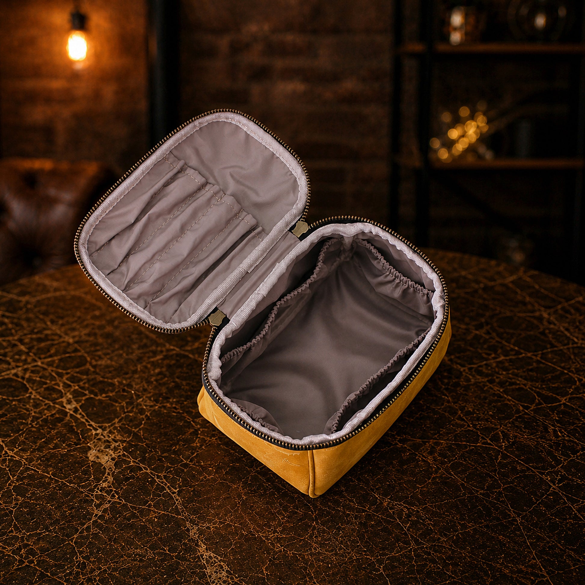 Personalized leather travel bag as a gift, elegant packaging