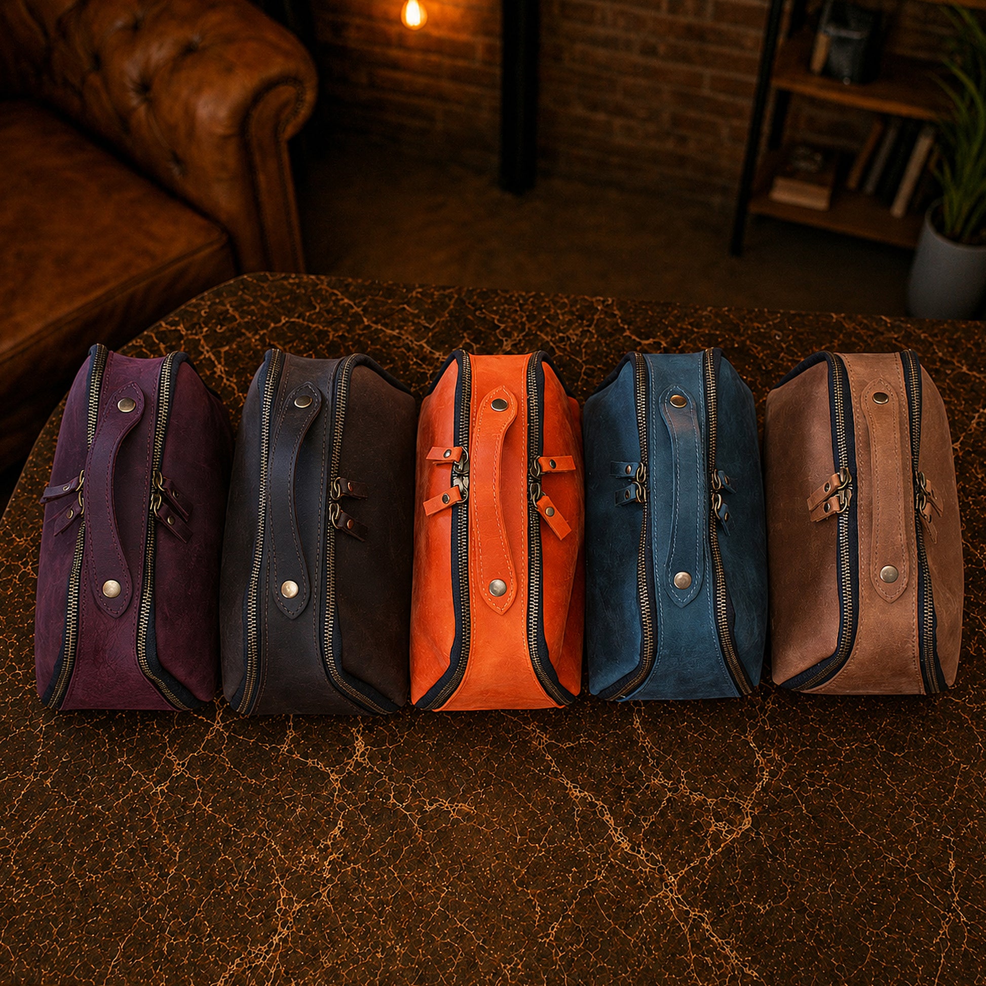 The Quartermaster leather bag in use outdoors, warm earthy tones