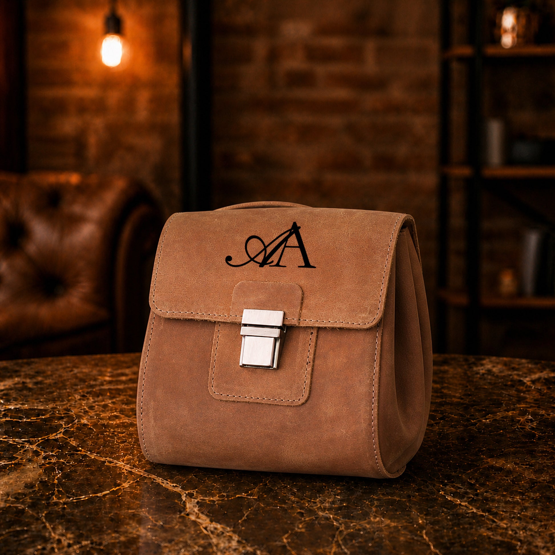Handcrafted personalized leather dopp kit – The Treasure Cube by RokosStudio
