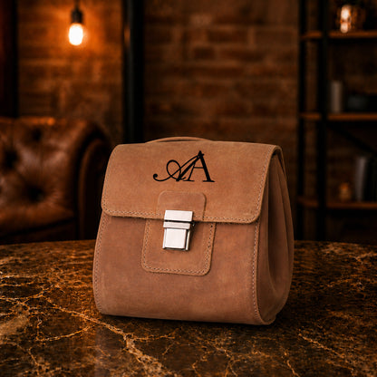 Handcrafted personalized leather dopp kit – The Treasure Cube by RokosStudio