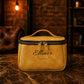 The Heritage personalized leather toiletry bag, side profile view