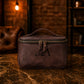 Premium leather travel bag with name stamp, warm earthy tone