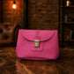 Personalized monogram engraving on handcrafted leather cosmetic bag