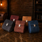Interior of leather dopp kit, spacious compartment for toiletries