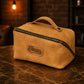 Handcrafted personalized leather cosmetic bag – Artisan Flat-Lay by RokosStudio