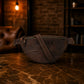Premium leather fanny pack with name stamp, warm earthy tone