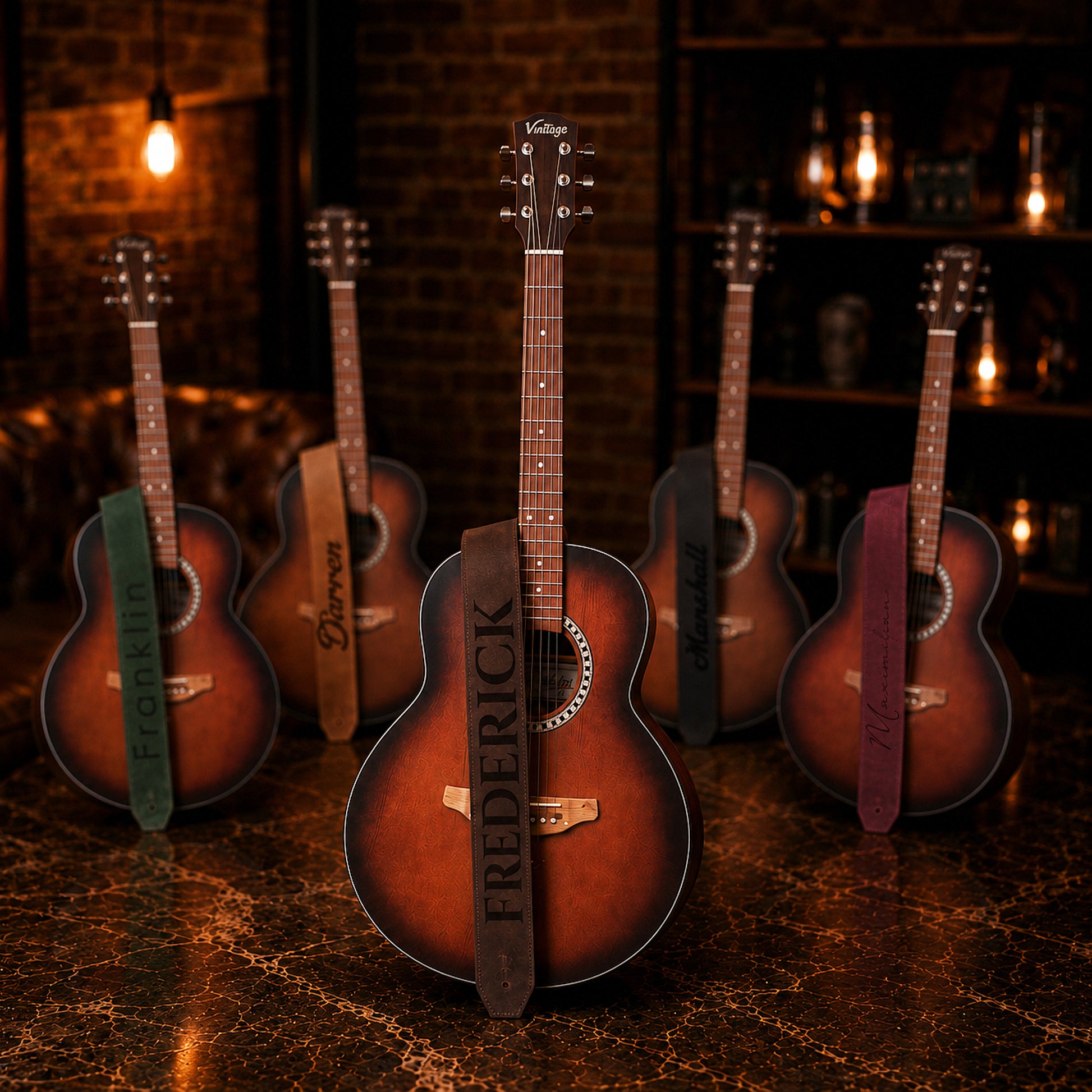 Handcrafted personalized leather guitar strap – The Virtuoso by RokosStudio