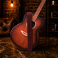 Natural leather guitar strap with warm patina, artisan craftsmanship