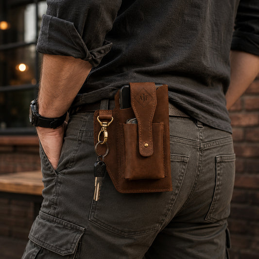 Handcrafted personalized leather belt organizer – The Sentinel by RokosStudio