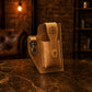 The Sentinel personalized leather utility pouch, side profile view