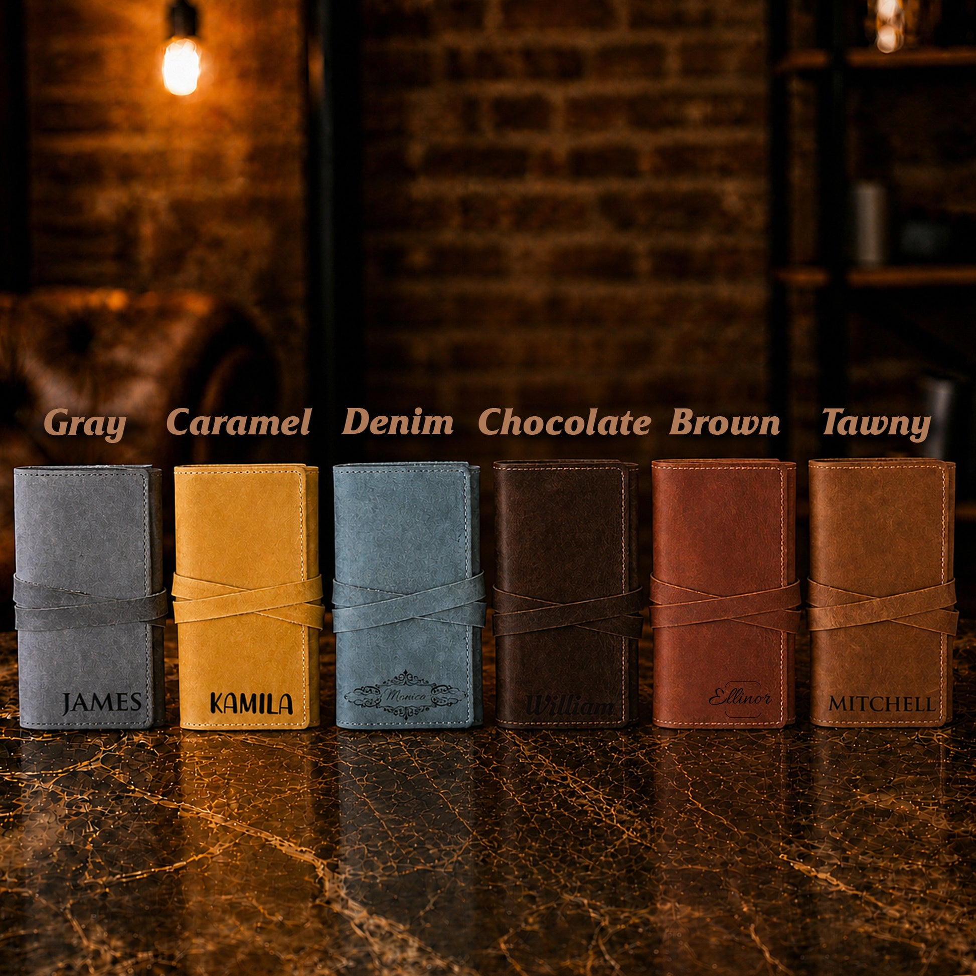 Leather cable organizer gift box with custom engraving, premium unboxing