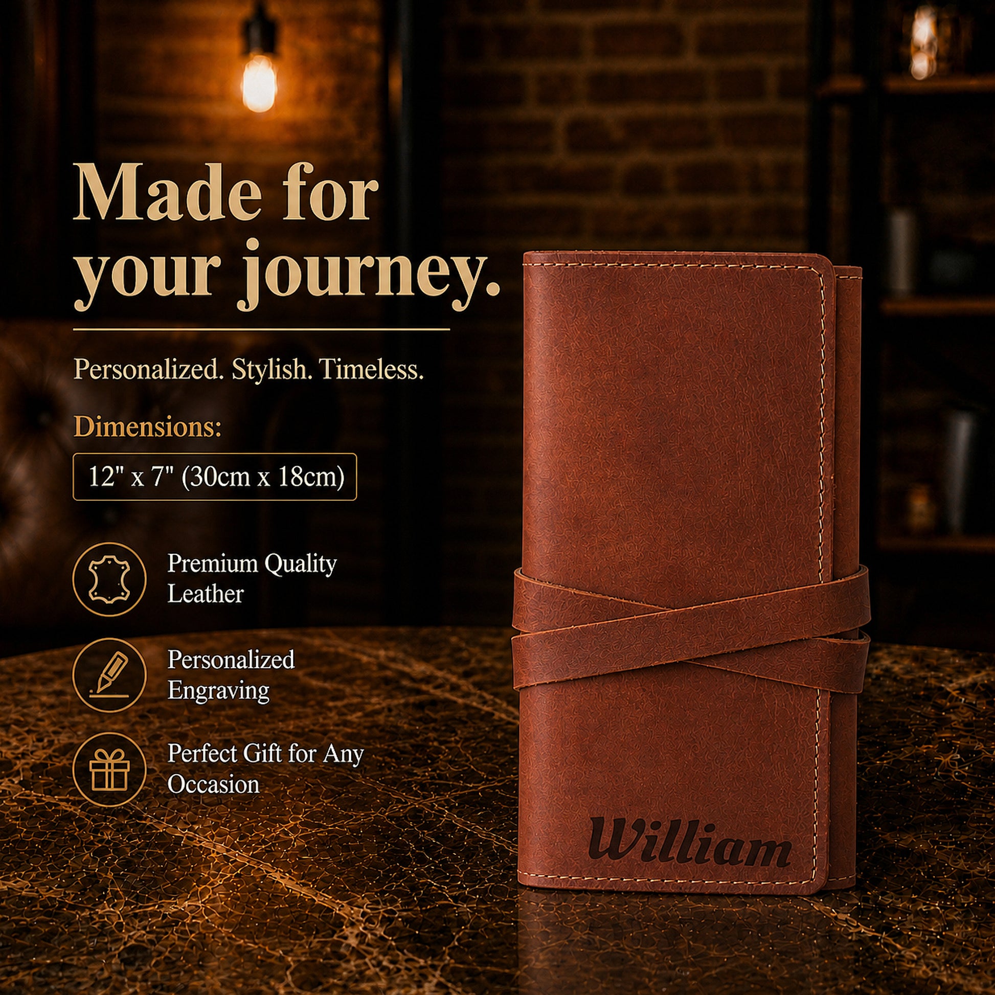 The Tech Wrap leather organizer, personalized gift for travelers