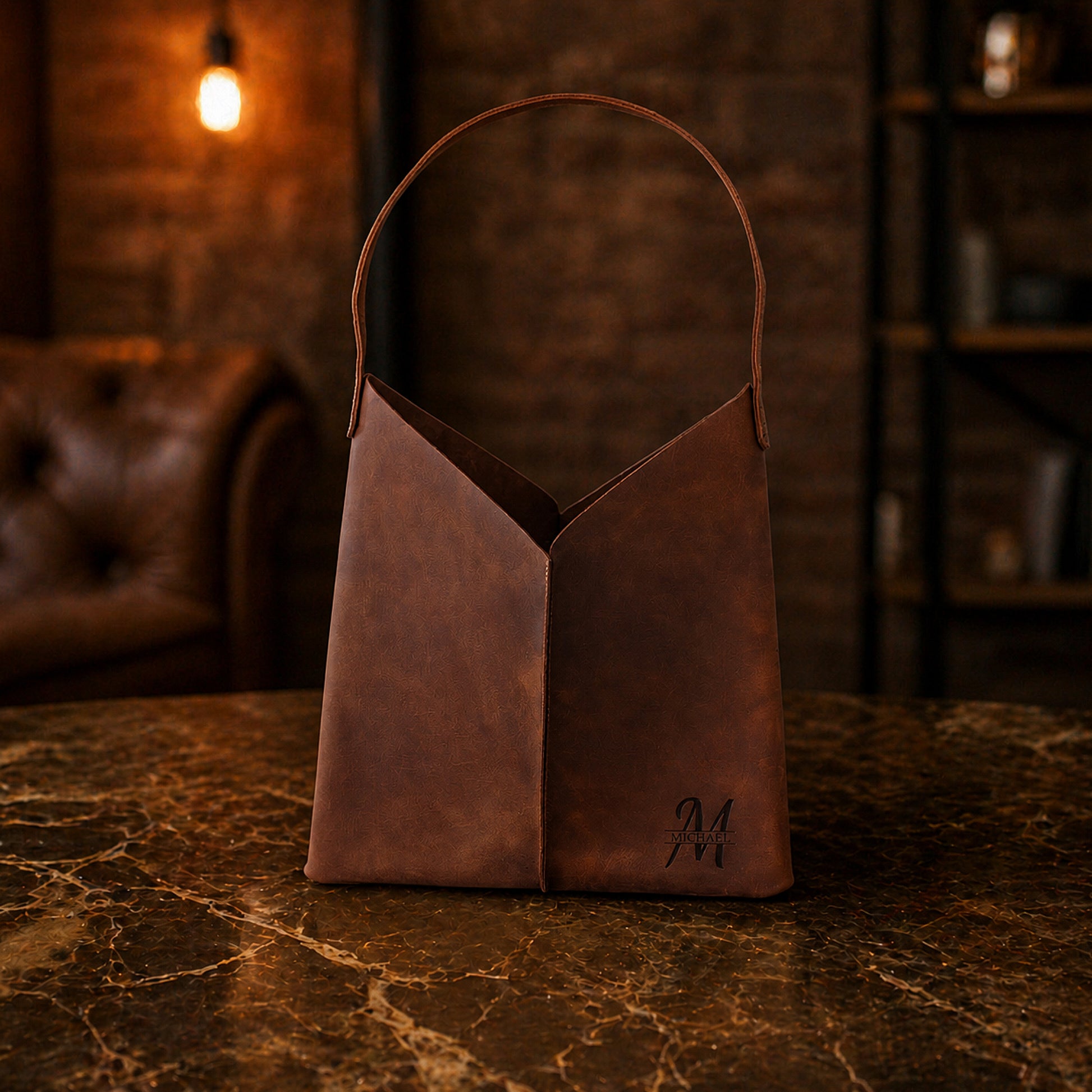 Handcrafted personalized leather tote bag – The Artisan Slouch by RokosStudio