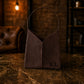 Leather tote bag with custom name engraving, warm brown tone