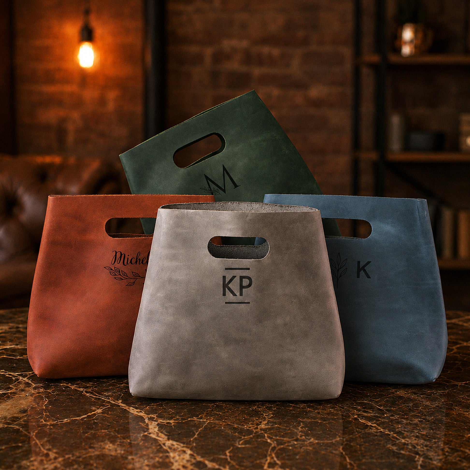 The Avenue leather tote bag, everyday shopper lifestyle flat lay