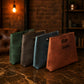 Brown genuine leather tote bag, front view classic everyday shopper
