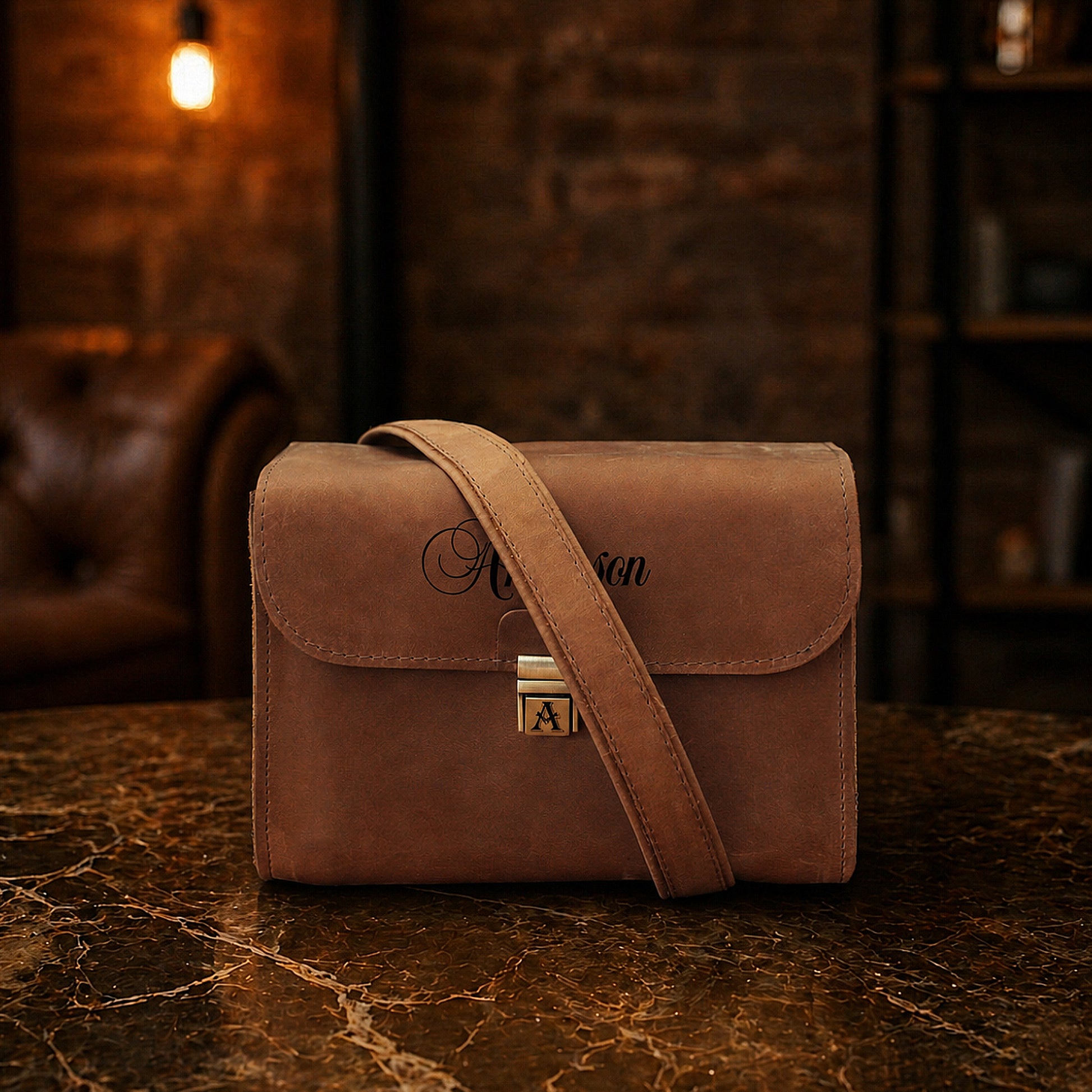 The Viewfinder leather bag, personalized gift for photographers