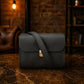 The Viewfinder personalized leather camera bag, side profile view