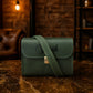 Interior compartment of leather camera bag, padded protection for camera gear
