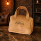 "The Double-Handle Vanity" Personalized Leather Cosmetic Bag - Handcrafted Travel Beauty Organizer