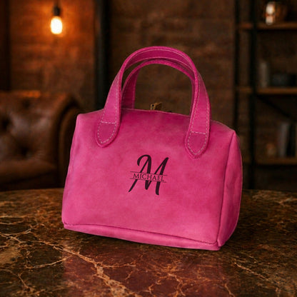 "The Double-Handle Vanity" Personalized Leather Cosmetic Bag - Handcrafted Travel Beauty Organizer