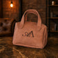 "The Double-Handle Vanity" Personalized Leather Cosmetic Bag - Handcrafted Travel Beauty Organizer